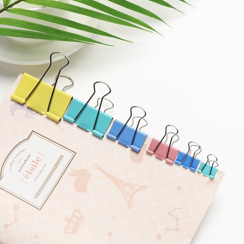 Ezone 20 stk metal binder clips sorte papir clips 15/19mm sorte farverige hjemmekontor bøger fil papir organizer clip mad clips