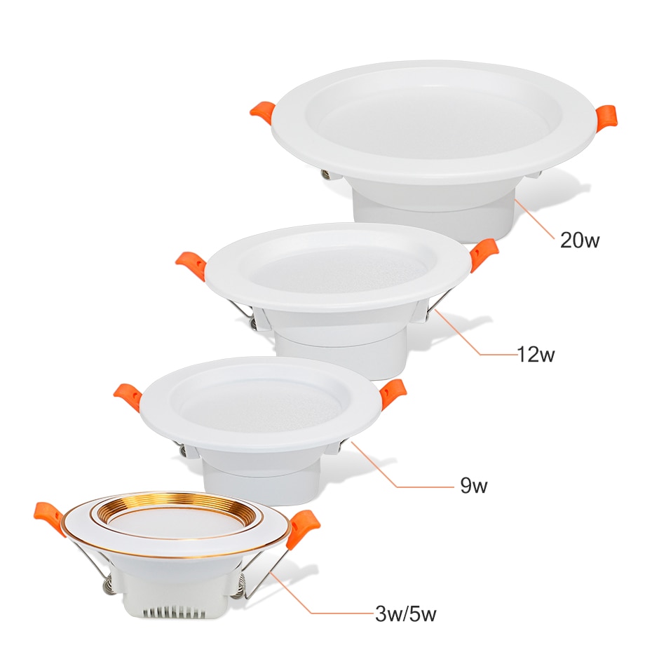 LED Downlight 3W 5W 9W 12W 20W Round Spot Led Recessed Lamp 220V 230V 240V Bedroom Kitchen Indoor LED Spot Lighting