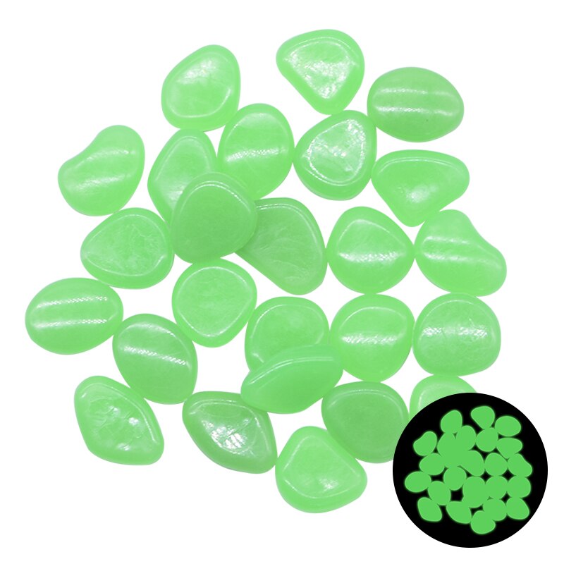 50Pcs Luminous Stone Rocks Glow In The Dark Garden Pebbles for Walkways Path Patio Lawn Pool Aquarium Garden Decor Glow Pebbles: Light Green