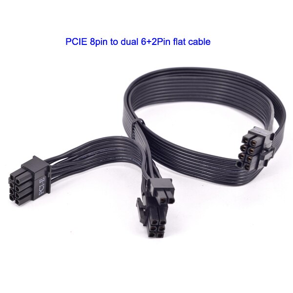 PCIe 8pin to 2 Ports 6+2Pin Power supply Cable Flat Sleeve For Seasonic FOCUS PLUS Platinum PX Series 850 750 650 550 W: Flat Cable