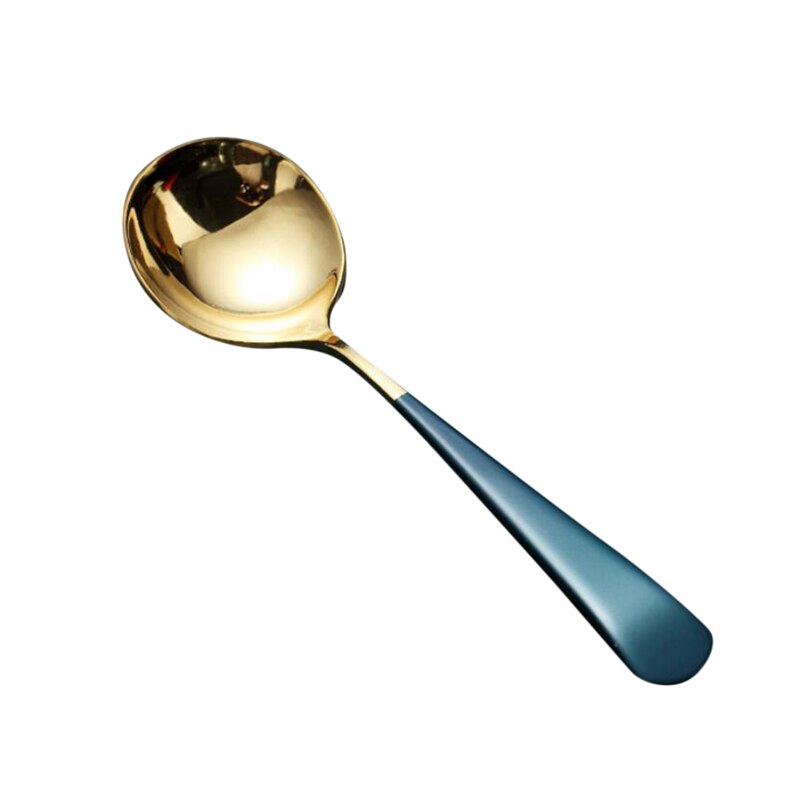 304 Stainless Steel Round Spoon Coffee Dessert Spoon Ice Cream Dinner Tableware Afternoon Tea Dessert Spoon: green golden