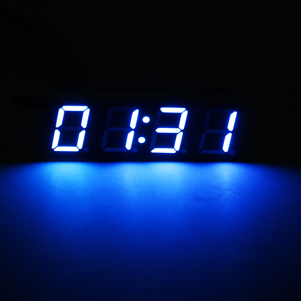 Mini Auto Digitale Klok Thermometer Voltmeter 3 In 1 Led Display Digitale Timer Voltmeter Interieur Elektronische Accesso: Blauw