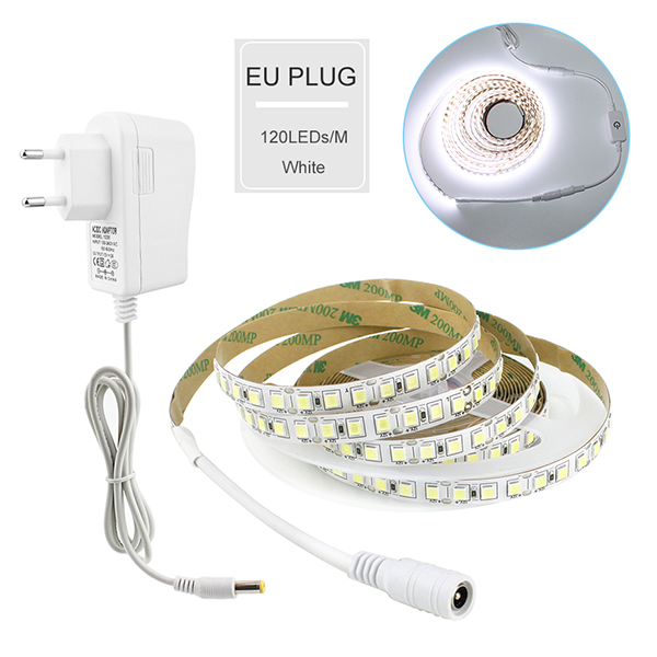 Dimbare Touch Schakelaar 4040 SMD LED Strip 12V 5M 110V 220V LED Flexibele Licht Diode Tape LED Lint Onder Kast Keuken Licht: 600led White EU