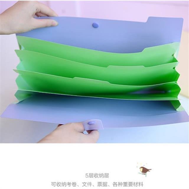 5 Into Plastic File Folders Package A4 Multi-layer Folder Business Multi-function Document Package PP File Bag office stationery