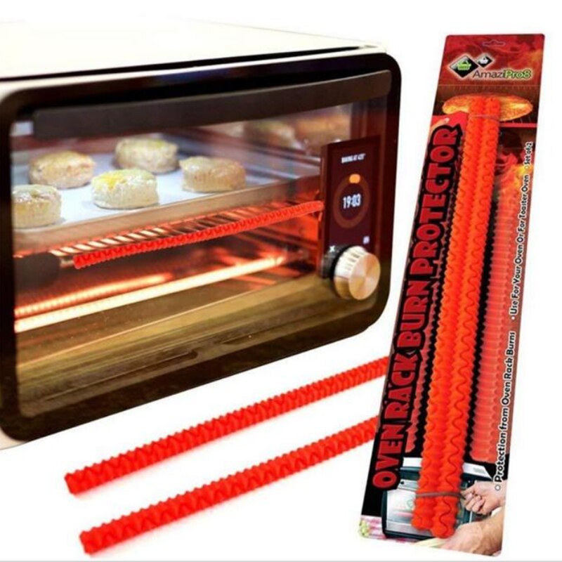 2Pcs Silicone Oven Rack Guards Kitchen Oven Shelf Rack Edge Liner Cover High Temperature Protection Oven Rack Shield
