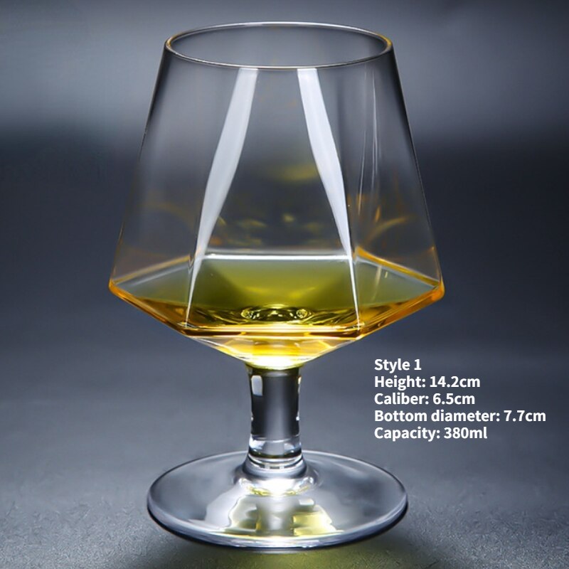 300-600ml Lead-Free Crystal Whiskey Brandy Wine Glass Exquisite Shape Goblet Festival Family Bar Drinkware Cup: S1 380ml