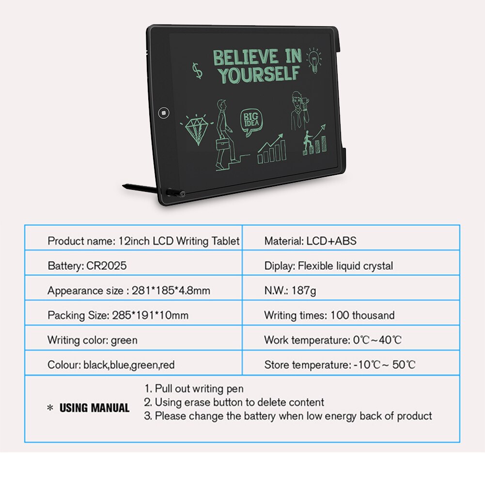12Inch Electronic Drawing Board LCD Screen Writing Tablet Digital Graphic Drawing Tablets Electronic Handwriting Pad Board+Pen