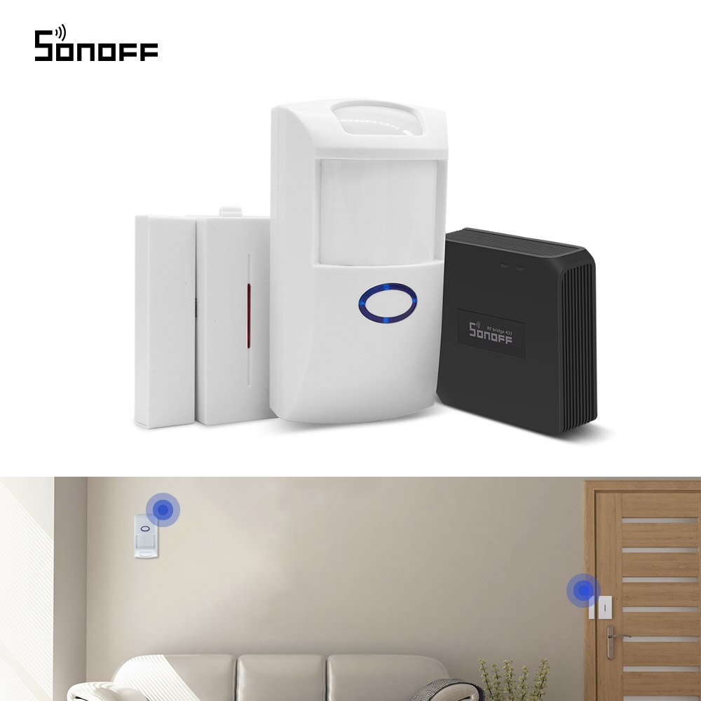 Itead SONOFF RF Bridge 433Mhz Wifi Wireless Signal Converter PIR2 Motion Sensor DW1 Door Window Alarm Sensor Smart Home Security
