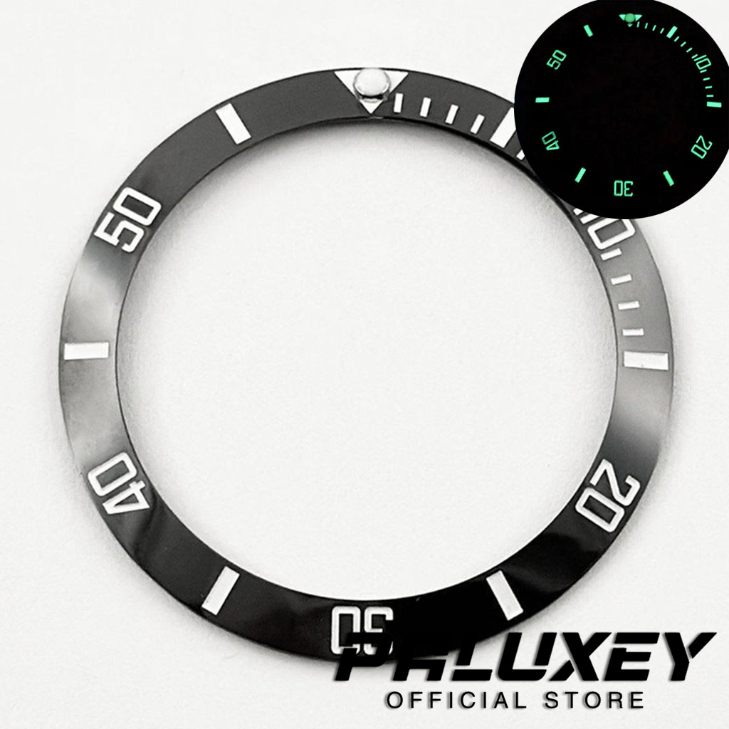 Blue BGW9 Lume C3 Lume 38MM Luminous Black Blue Green Ceramics Bezel Sloping Diving Watch Insert Fit Sub Watch Case Insert Ring: black