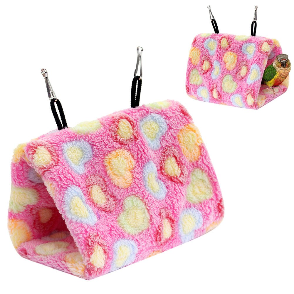 Pet Hammocks Hanging Bed Cage Pink Cave Tent Wool Warm Plush Small Pet House Hut for Small Birds Rat Parrot Mouse