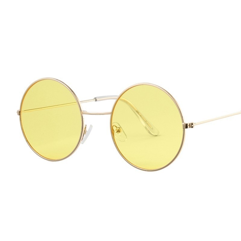 Retro runde gule lilla solbriller kvinder mærke solbriller til kvindelige hanlegering spejl oculos de sol