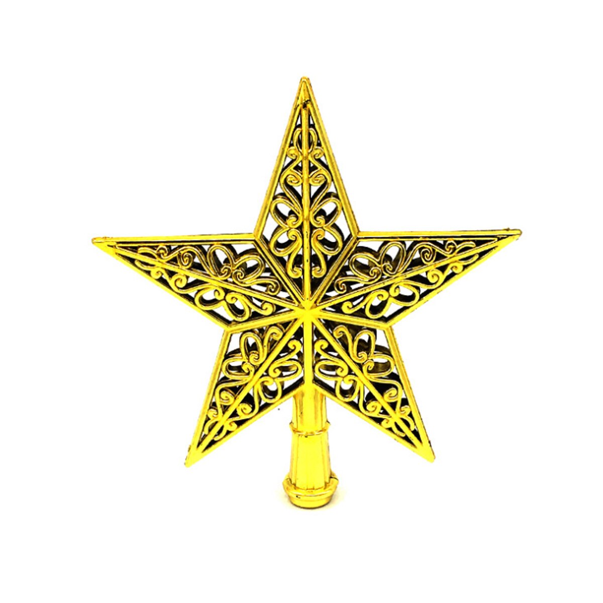 Juletræ top mousserende stjerne udhulet hængende hjem plastindretning festival ornament ornament: Guld
