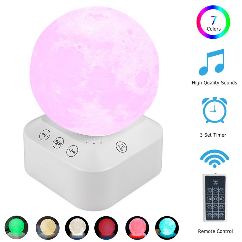 White Noise Machine Sleep Colorful light music sleep aid Therapy Sound Machine bedside toy for Baby Night Light/Volume Control