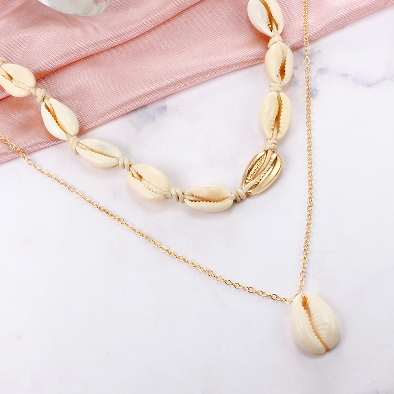 Tocona Bohemia Summer Shell Natural Stone Pendant Necklace for Women Gold Color Chain Chockers Minimalist Jewelry 2356