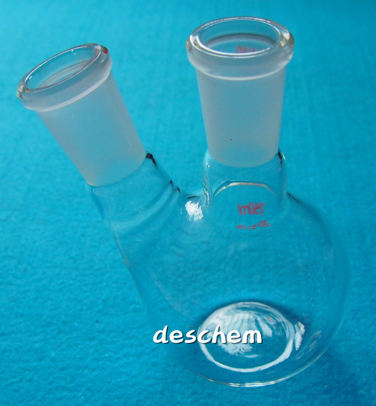 250ml,2-Neck,24/40,Flat Bottom Glass Flask,Double Necks,Lab Chemistry Bottle