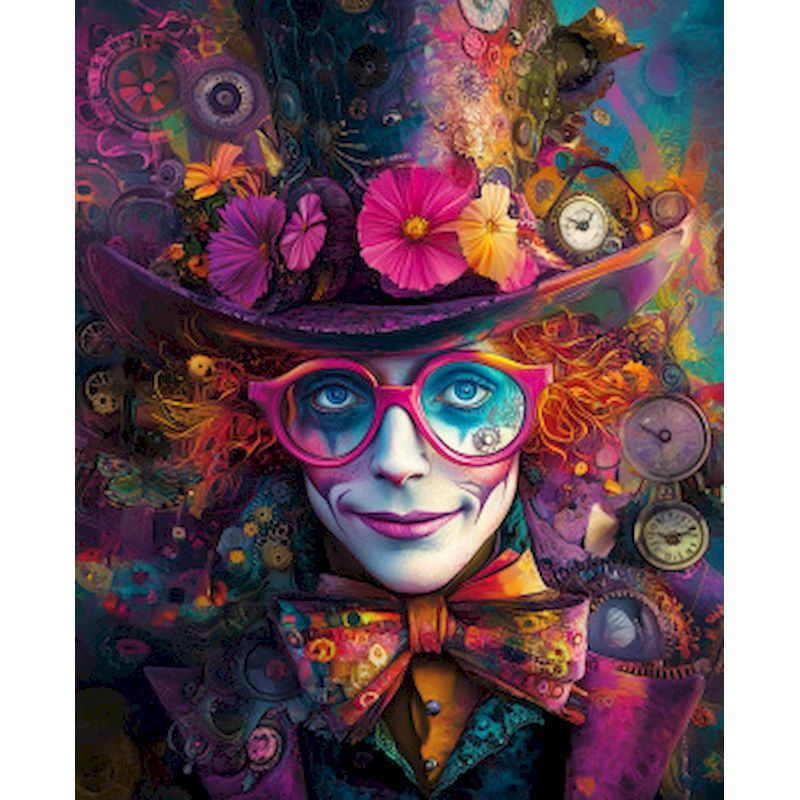 Fotoanpassad målning efter nummer clown för vuxna diy-kit figurmålning på duk akrylfärg teckning handmålad heminredning: Mörk khaki / 50 x 25cm