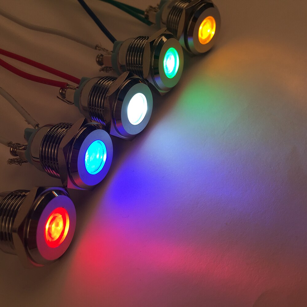 LED Metal Indicator light 16mm waterproof Signal lamp LIGHT 3V 6V 12V 24V 220v screw connect red yellow blue white 16ZSD.PY.L