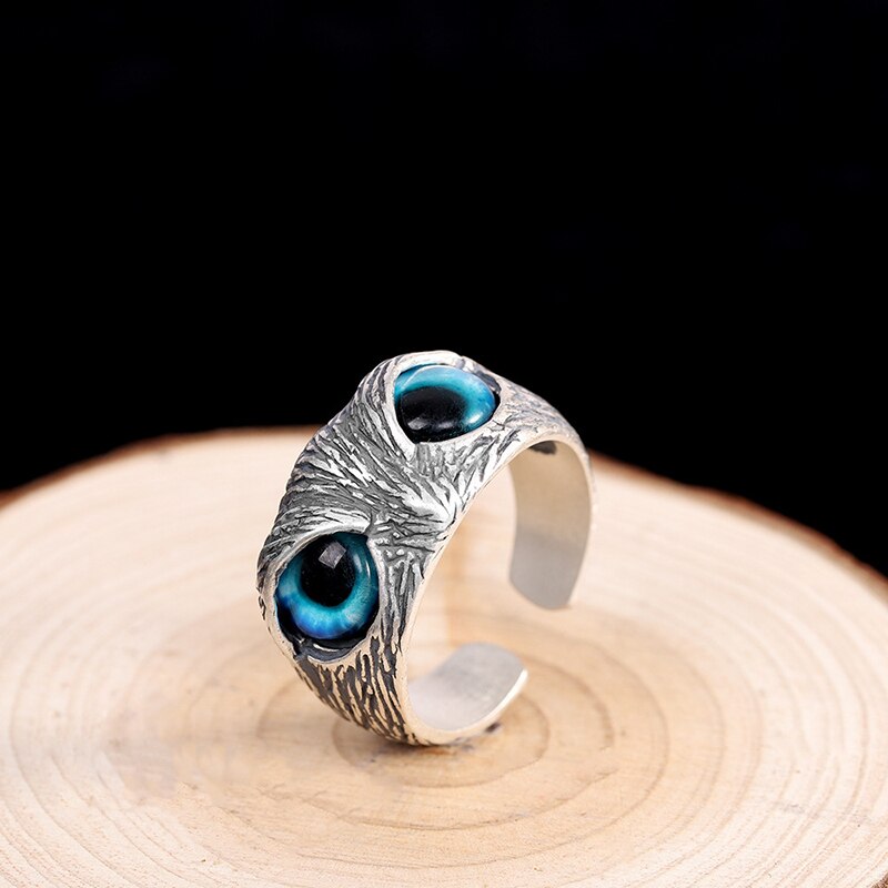 Retro grøn øjen ugle ring messing legering klassisk etnisk stil mænd og kvinder ring smykker: Wn1024-2