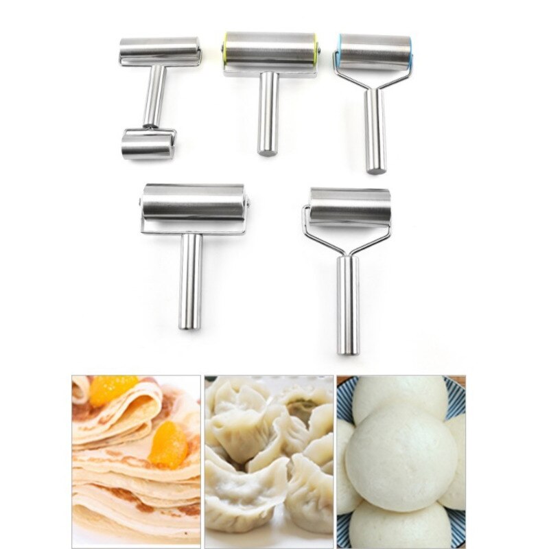 5 Style Stainless Steel Rolling Pin Cake Roller Dough Pizza Rolling Pin Baking Kitchen Cooking Gadgets Cookies Bakeware Tools