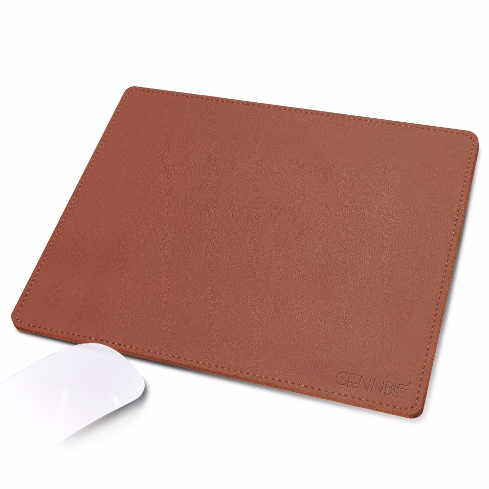 CENNBIE PU Leather Mouse Pad Water Proof Non-slip Base with Stitched Edges 10"x8" -BROWN