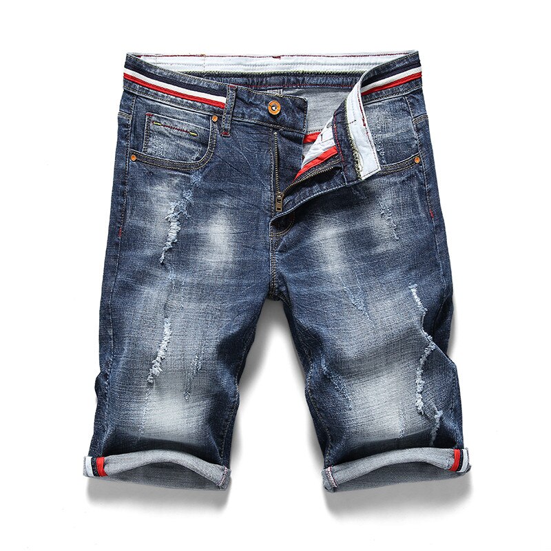 Menn revet korte jeans rett 98%  bomullsshorts jean herre denim merke klær pluss størrelse 28-40: 29