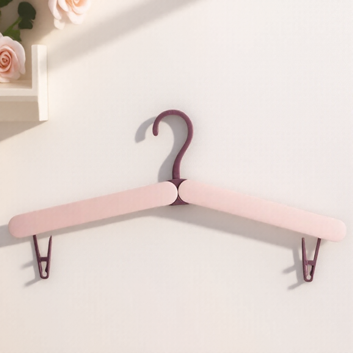 Mini Folding Clothes Rack Portable Telescopic Drying Rack for Travel Household No Trace Hanging Clothes Storage Solution: Pink