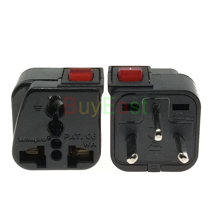 Universal to Danish Electrical Plug Adapter AC100~250V 10A With On/Off Main LED Switch