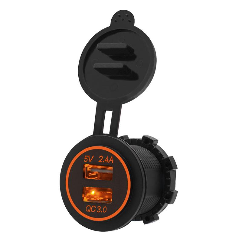 Auto snellader  qc 3.0 dubbele usb-lader met twee blauwe aansluitingen