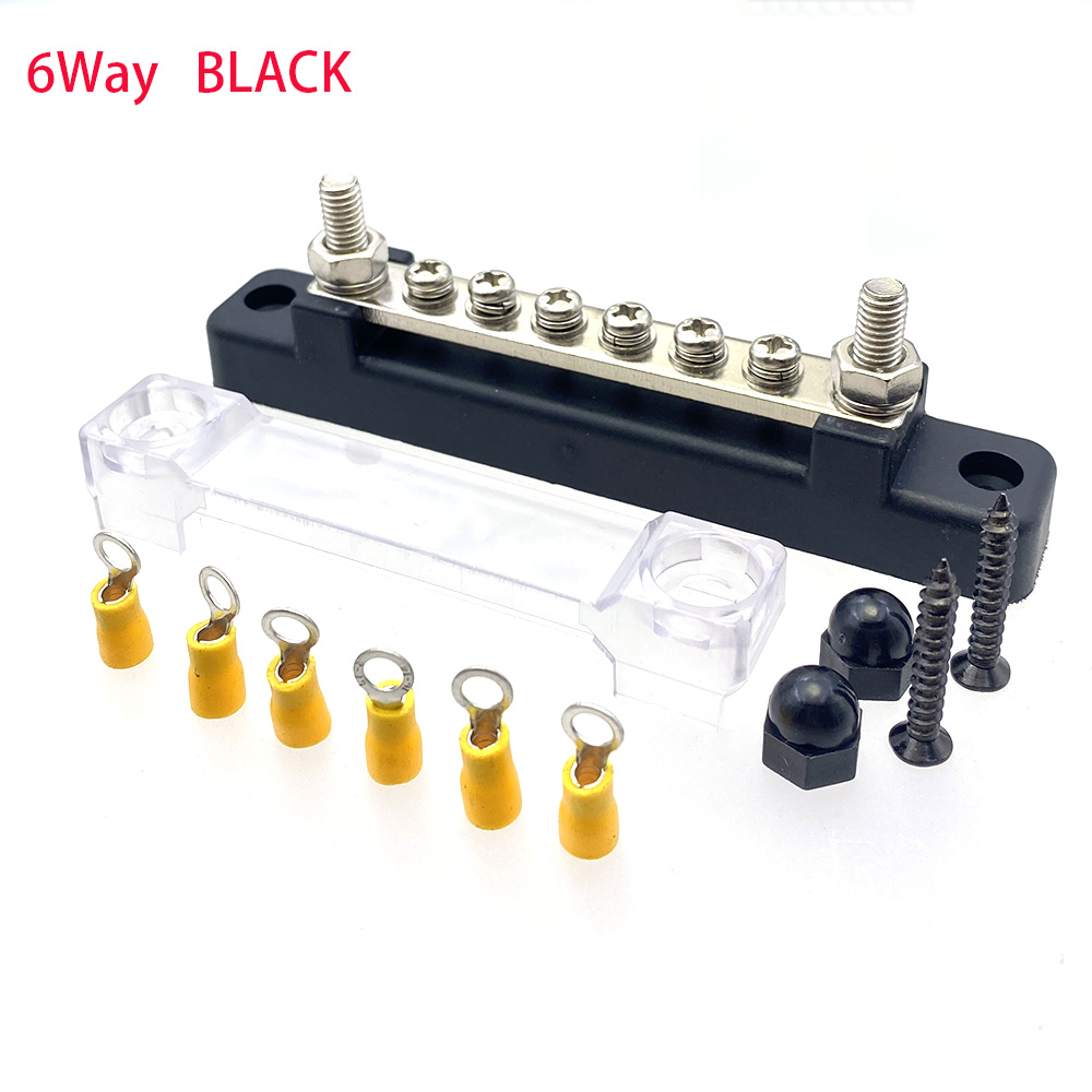 Power Distribution Block 6 Way Bus Bar Terminal Block 300V AC 48V DC 130A AC 150A DC Car Terminal Studs for Car RV Truck Boat: army green