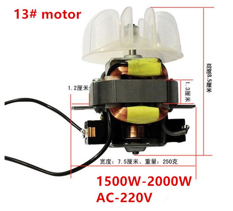 High-Power Föhn Motor Haardroger Ac Motor Met Ventilator Blade 13 # Motor Föhn Onderdelen
