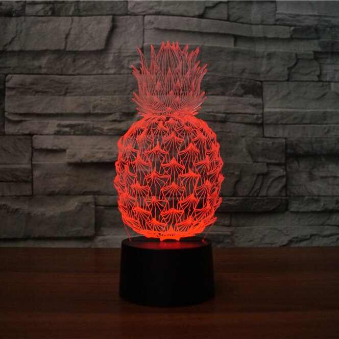 Novità novità 3D Ananas Ananas LED Night Light 7 cambia colore Home Room Decor bambino bambini Baby Sleeping Desk Lamp regali per Festival