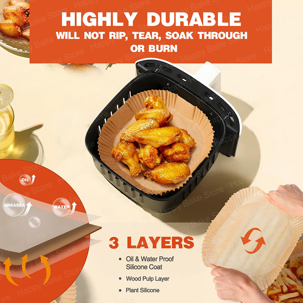 Carta da forno per friggitrice ad aria quadrata da 20 cm Carta pergamena perforata antiaderente usa e getta per friggitrice senza olio da 5-8 litri, forno, microonde