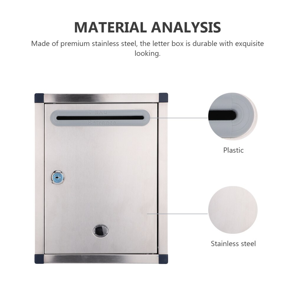 Wall Mount Stainless Steel Rust-proof Letter Box Outdoor Mailbox Lockable Mail box Post Box
