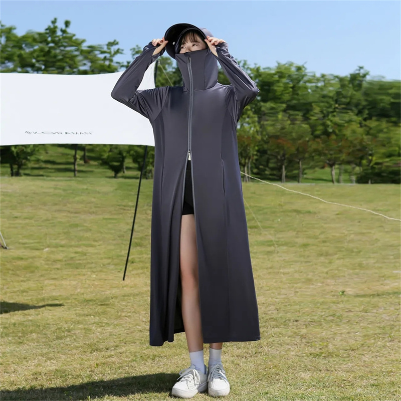 have Lens Sun Protection Clothing Womens Long Summer Full Body Anti UV Ice Silk Breathable Thin Loose Long Sleeved Jacket Pink: Beige