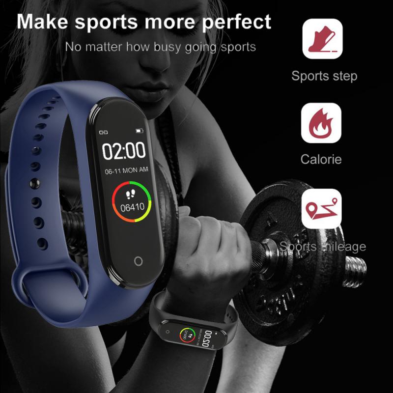 M4 pulseira inteligente bluetooth informações de chamada empurrar relógio inteligente pressão arterial monitor freqüência cardíaca passo exercício ip67 à prova chuva