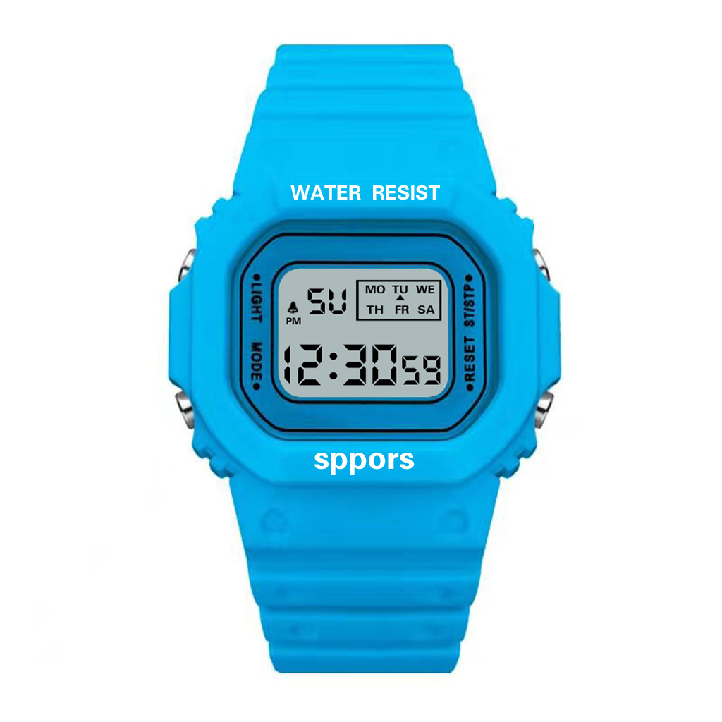 LED Digital Watch Crystal Square Women Watches PCV / F91W Steel Strap Sports Watches Electronic Wrist Band Clock Students: Blue -C