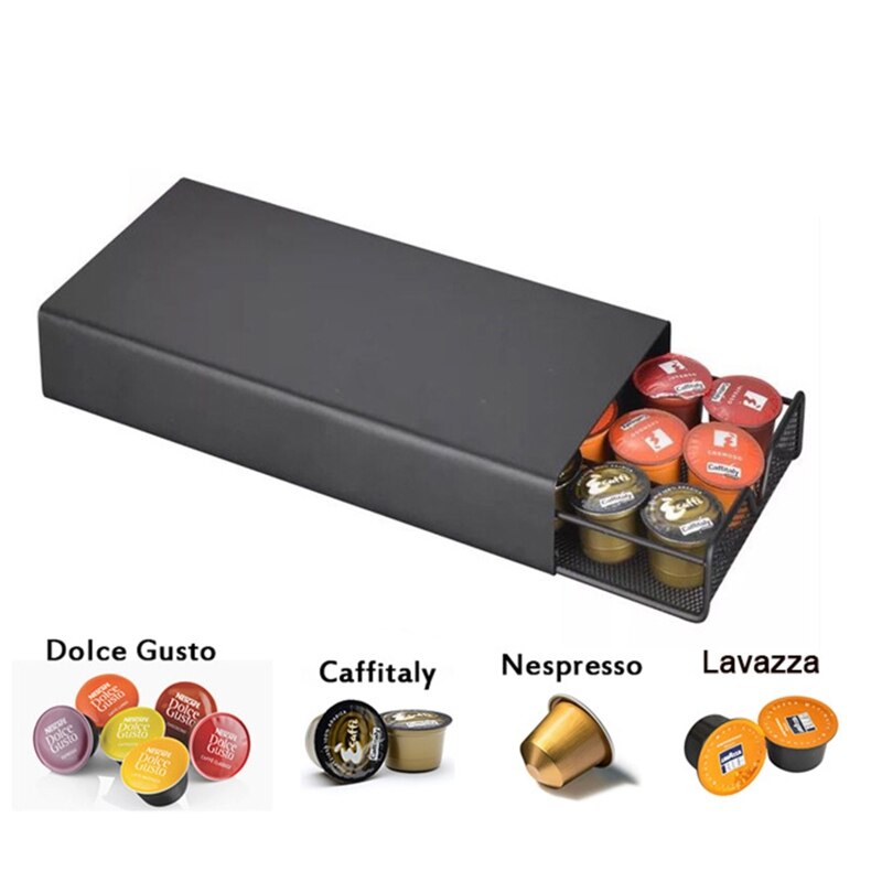 Coffee Capsule Holder Durable Coffee Stand Rack Drawers Capsule Organizer For 24pcs Lavazza/Nespresso Coffee Capsules