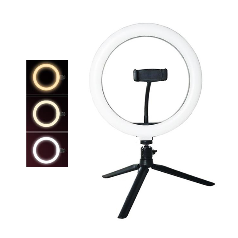 Dimmable LED Selfie Ring Light with Tripod USB Selfie Light Ring Lamp Big Photography Ringlight with Stand for Cell Phone Studio: with 19cm tripod