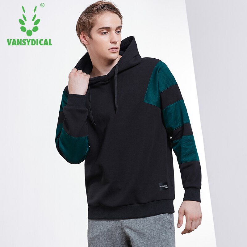 Vansydical Sport Hoodies Herfst Winter Mannen Fitness Running Tops Spliced Kleuren Lange Mouwen Uitloper Workout Truien