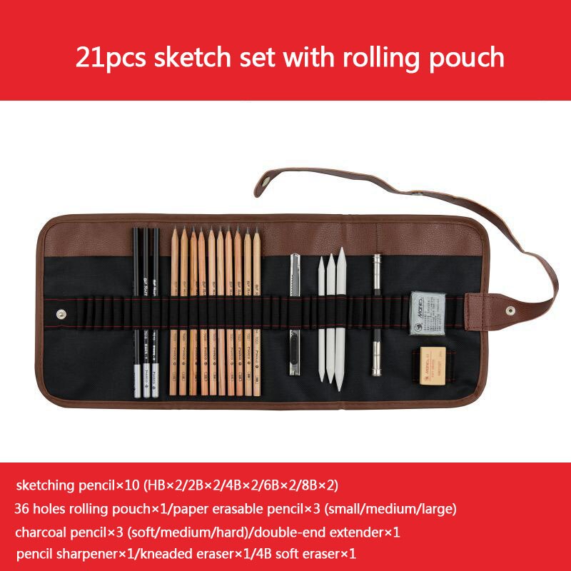 21/29 Pcs Wood Sketching Pencil Set Painting Drawing Kit For Painter Artist Students Art Supplies School Stationery