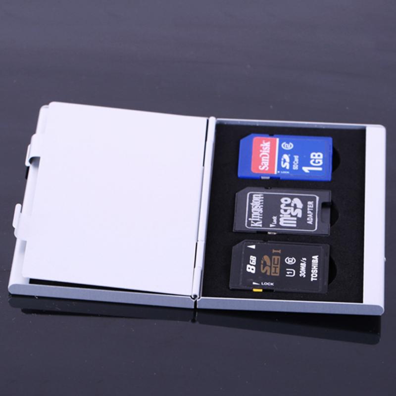 Card Storage Box Aluminium Alloy Protecter Case 6 card Storage Boxes EVA Micro for SD MMC TF Memory Card Storage Box