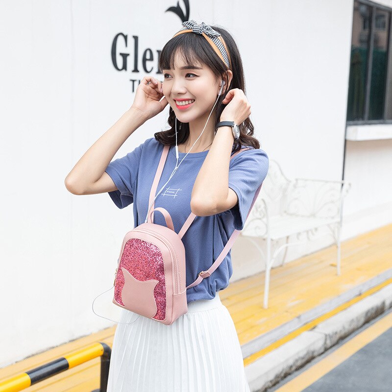 Mochila pequeña de para niña, brillantes de lentejuelas bolso de hombro, Mini mochila multifunción para chica adolescente,