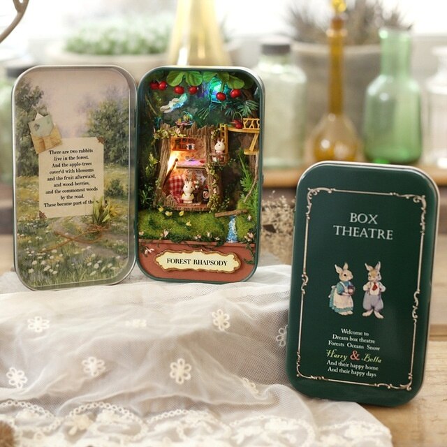 skrzynka teatr meble robić domku dla lalek zabawka miniaturka DIY miniaturowe meble dla lalek doprowadziło zabawki podświetlane na prezent urodzinowy dla dzieci