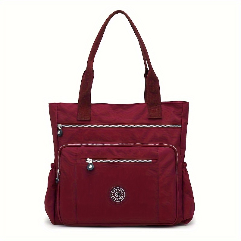 Nylonhandtaschen mit großem FassungsvermöGen, Umhängetaschen mit mehreren Taschen, lässige Damenhandtaschen und Geldbörsen, geeignet für Pendlerreisen: Burgunderrot