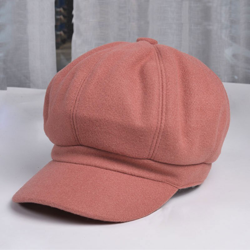 Winter Newsboy Caps Women Newsboy Gatsby Cap Octagonal Baker Peaked Beret Driving Hat Female Hats Painter Tour Cap Fast: Rubber Pink