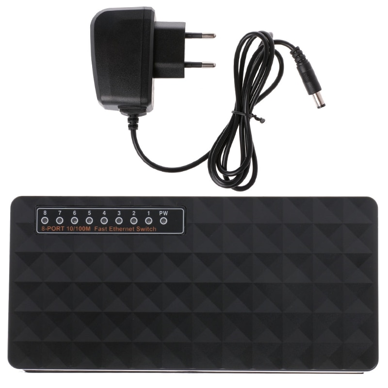 8-Port 10/100Mbps Ethernet Network Switch HUB Desktop Mini Fast LAN Switcher Adapter