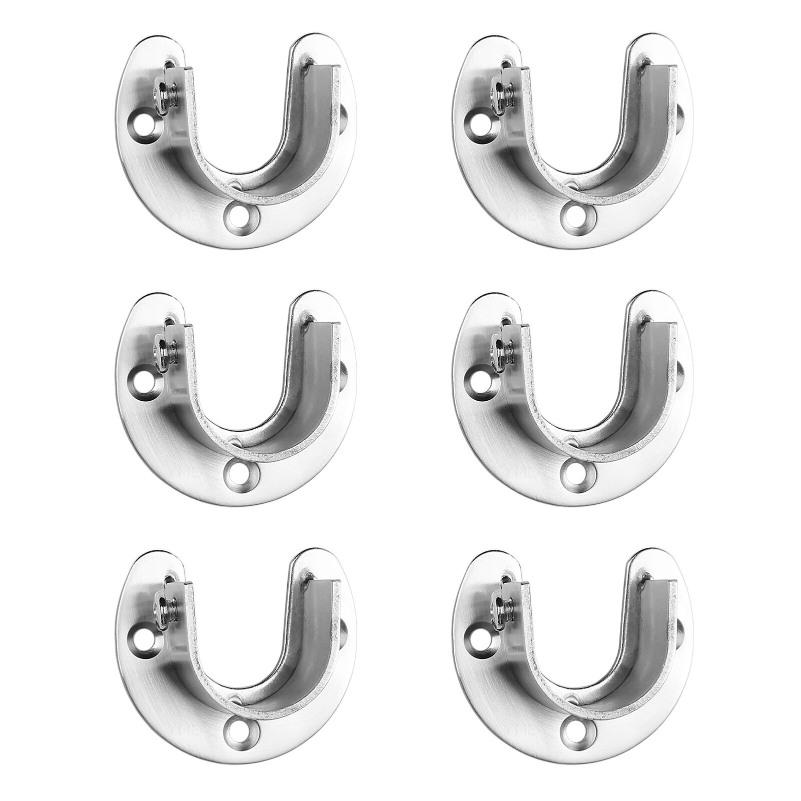 6pcs Pipe Bracket Hardware Support U Shaped Wardrobe Wall Mounted Quick Removal Fixing Stainless Steel Rod Flange Shower Curtain