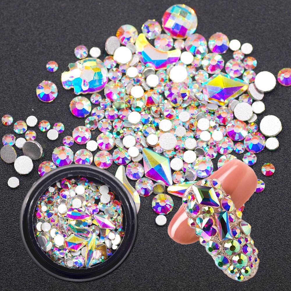 York Storm Gebroken Glas Steentjes Voor Nagels Gems Nail Art Rhinestones Mix Rhinestone 3D Nail Art Decoraties Stones Nail: 01