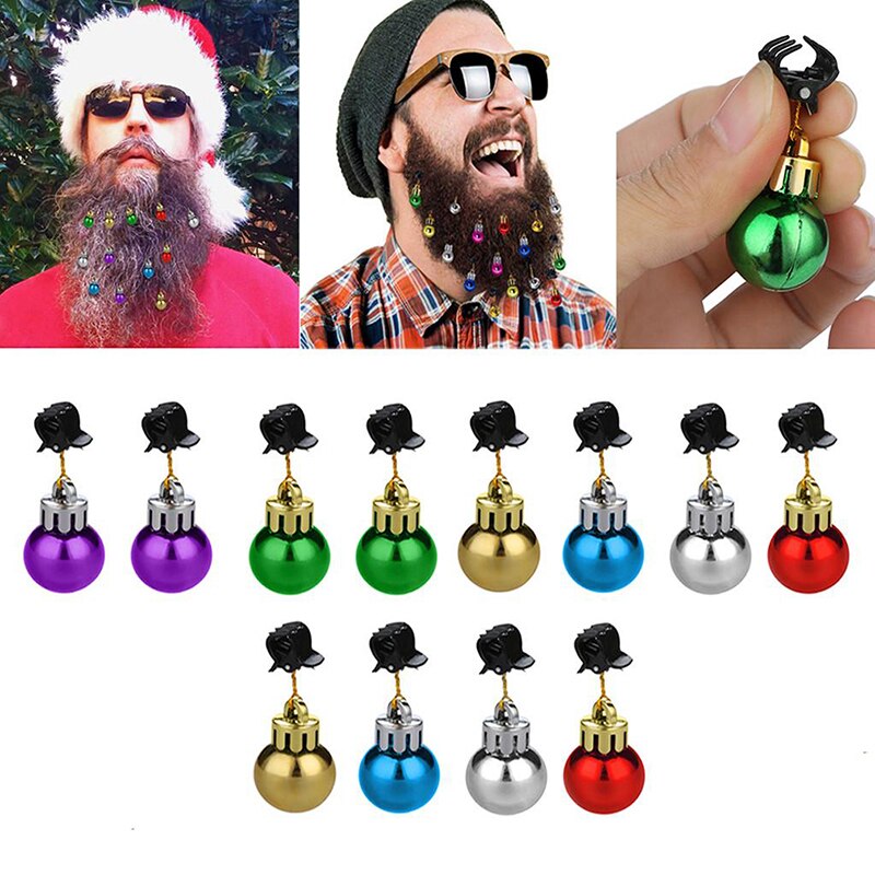 12 st julskägg mini ljus mustasch ornament söt glödlampa ansiktshår klämma tillbehör rolig jul skägg hänge glödlampa pärla