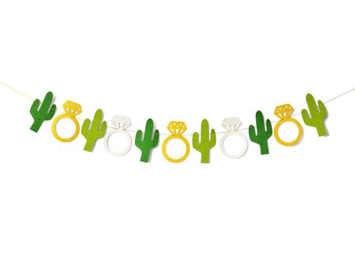1 Juego de banderines dorados con letras verdes de papel con forma de cactus para Final guirnalda de bandera para decoración de despedida de soltera: 8